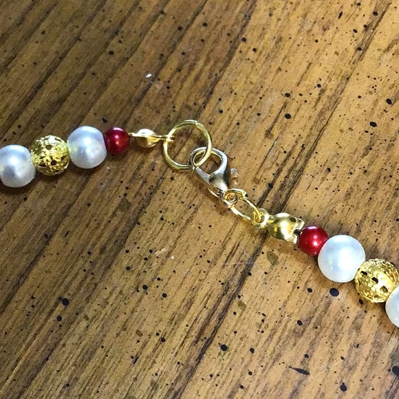 3 pieces ... JEWELRY SET .. red, white and gold ..... ns-2 - Picture 4 of 7